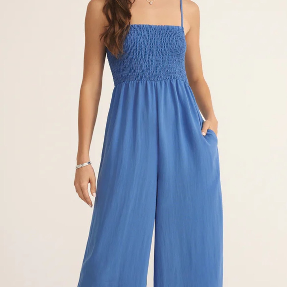 Z Supply beachside smocked Wide-Leg Jumpsuit with Spaghetti Straps